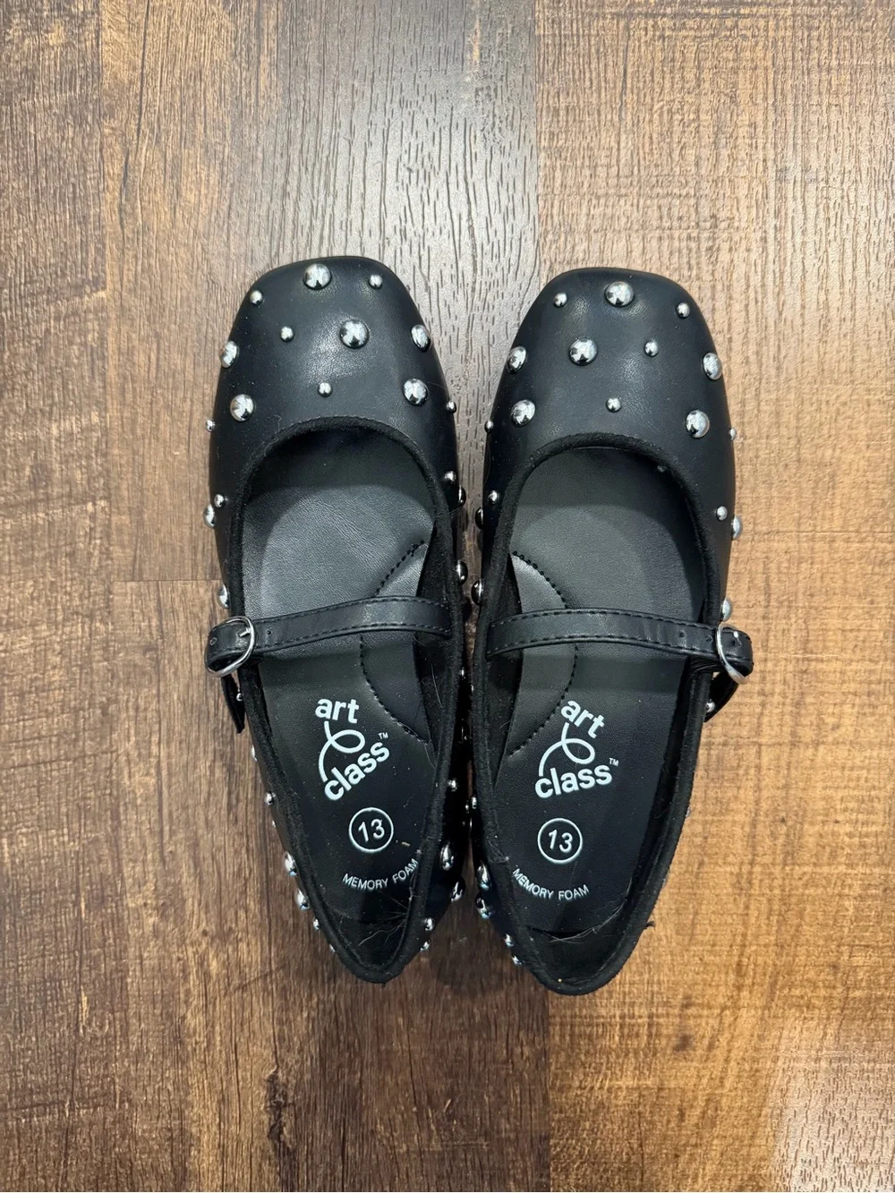 Art class Girls' Black Studded Mary Jane Dress Shoes with buckles